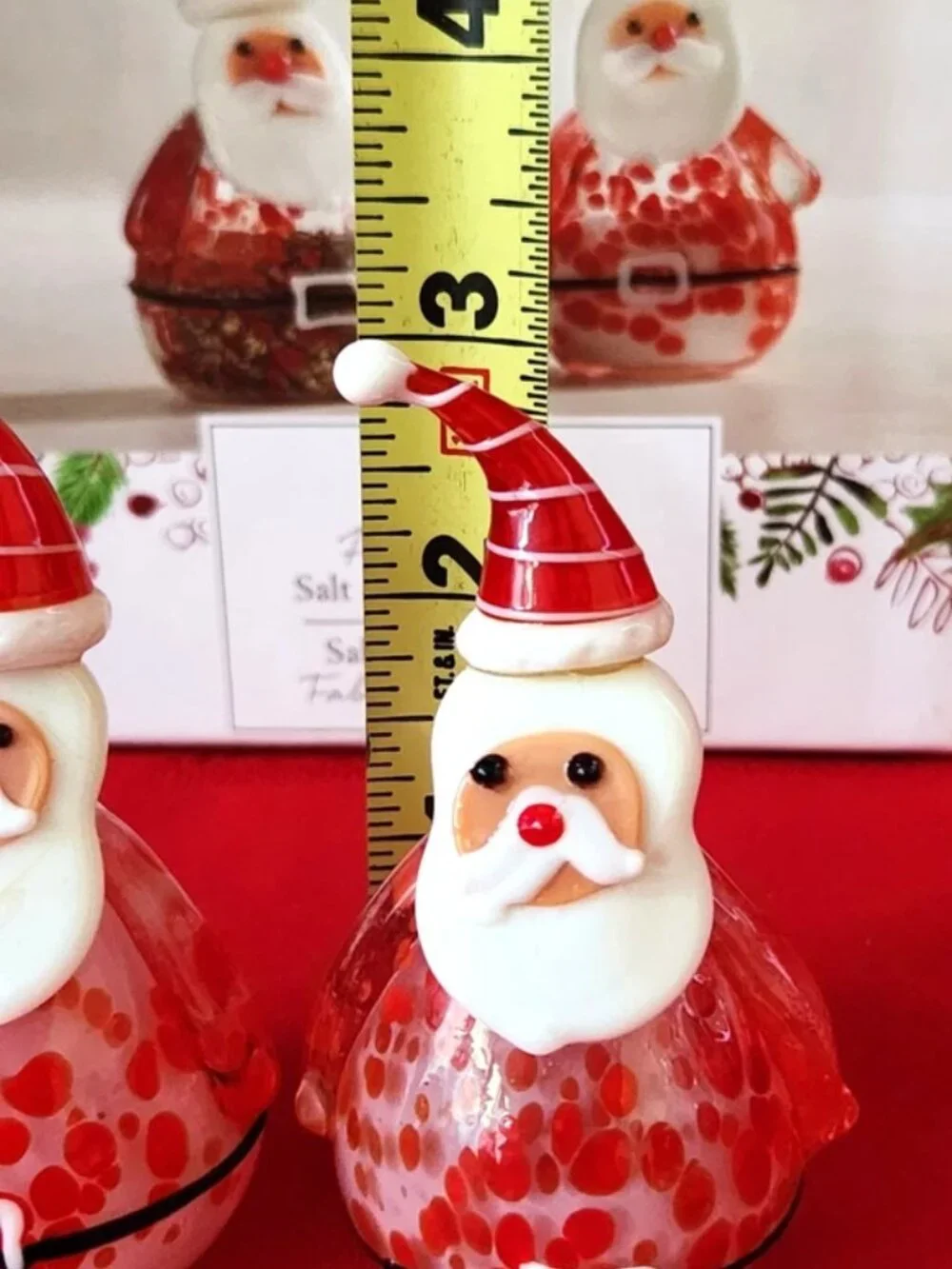 Pier 1 Imports Hand Blown Glass Santa Claus Christmas Salt/Pepper Shakers NIB